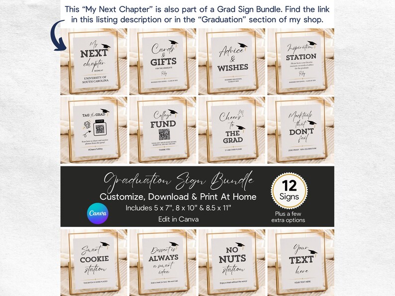 Graduation Sign Printable, My Next Chapter Editable (digital Download ...