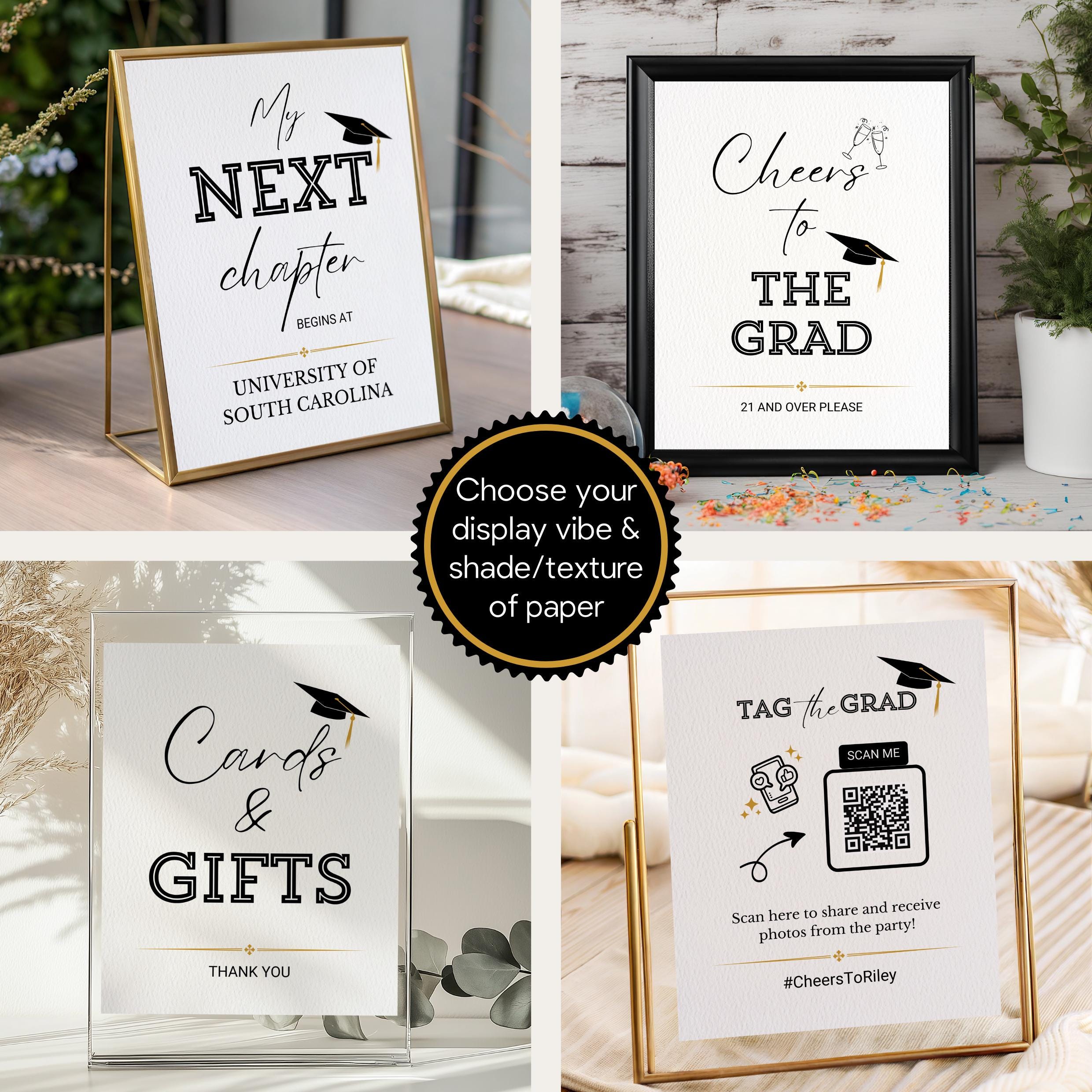 Editable Graduation Party Signs Bundle | Modern Table Decor (canva ...