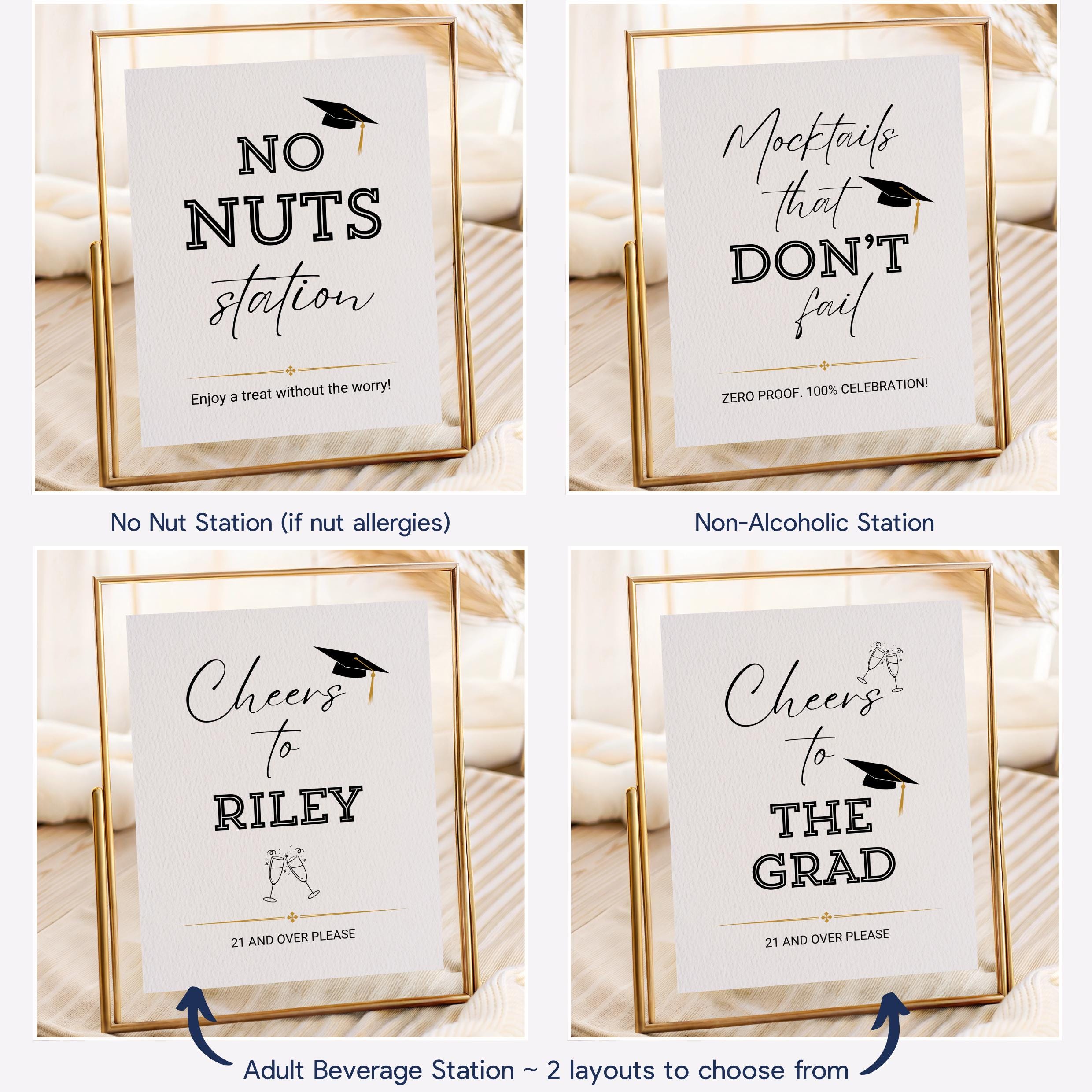 Editable Graduation Party Signs Bundle | Modern Table Decor (canva ...
