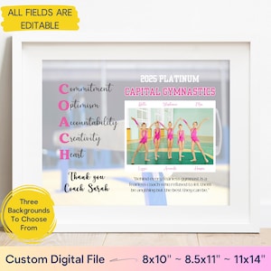 Custom Gymnastics Coach Gift PRINTABLE Coach Appreciation Gift Gymnastics Coach Gift End of Season Gift Personalized Thank You Gift DOWNLOAD