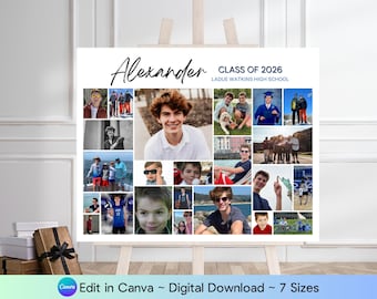 Mall för fotokollage för examen, klass 2026 (digital nedladdning)