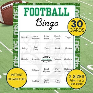 Fußball Bingo Spiel für Fußballparty Druckbare Bingo Spieltag Bingo Spieltag College Party Aktivität Fußballparty Laden Sie Bingo Spiel herunter