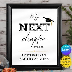 Graduation Printable Sign My Next Chapter Starts At Graduation Sign Grad Party Decorations Editable Custom Graduation Table Sign Grad Decor