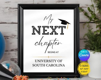 Graduation Sign Printable, My Next Chapter Editable (Digital Download)