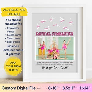 Custom Gymnastics Coach Gift PRINTABLE Coach Appreciation Gift Gymnastics Coach Gift End of Season Gift Personalized Thank You Gift DOWNLOAD