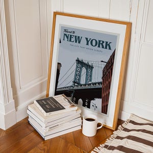 Vintage New York Travel Poster: Retro NYC Cityscape Art Print