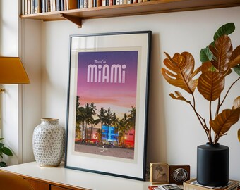 Vintage Miami Travel Poster – Retro Art Deco Print