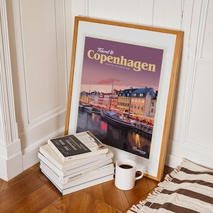 Vintage Copenhagen Travel Poster: Retro Scandinavian Cityscape Art Print