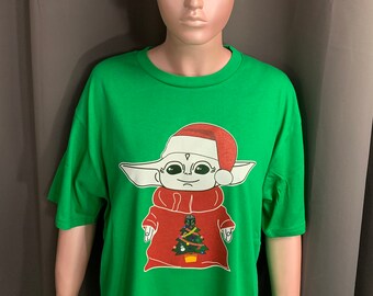 Baby Yoda Christmas T-shirt, Holiday Baby Yoda T-shirt, Mandalorian Christmas T-shirt