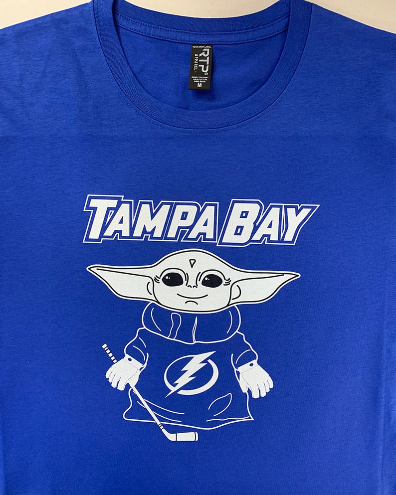Tampa Bay Lightning Baby Yoda Tshirt Black Lightning Hockey Etsy