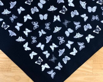 Butterfly bandana in black and white, black and white butterflies