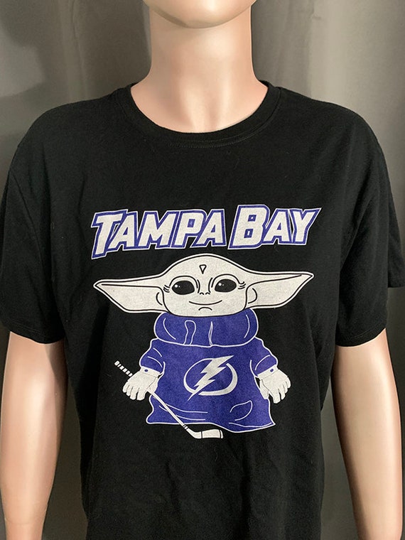 Tampa Bay Lightning Baby Yoda Tshirt Black Lightning Hockey Etsy