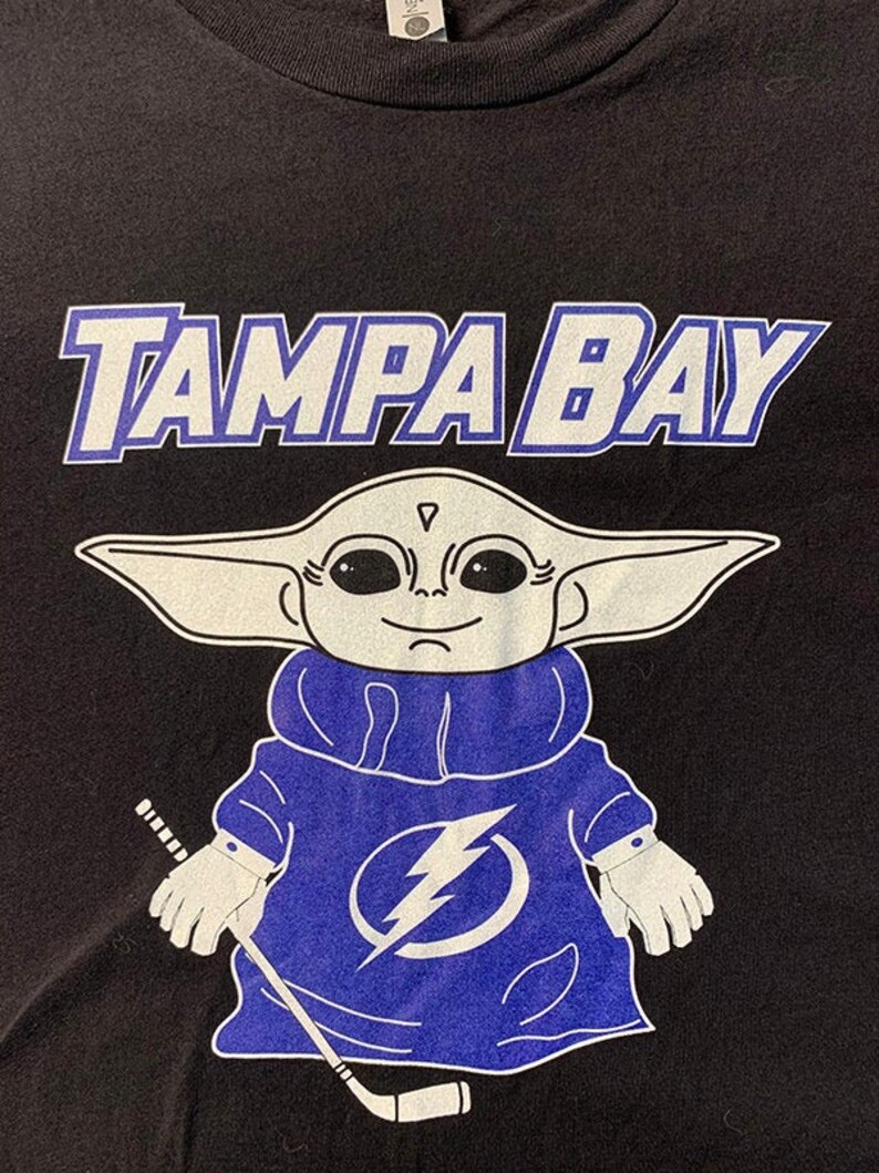 Tampa Bay Lightning Baby Yoda Tshirt Black Lightning Hockey Etsy
