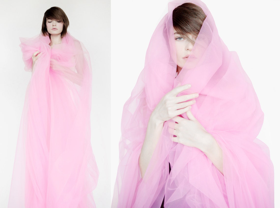 Hot Pink Tulle Shawl Wrap Maternity Boudoir Photoshoot Sheer Etsy