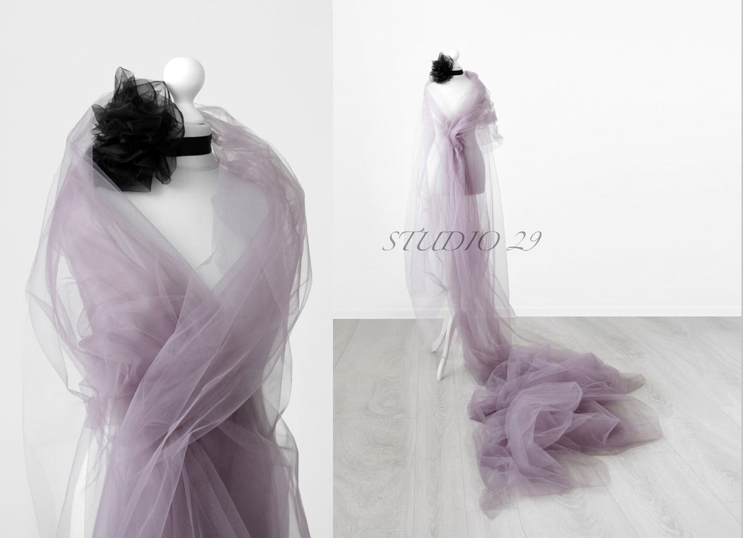 Dusty Purple Tulle Shawl Wrap for Maternity Photoshoot Etsy