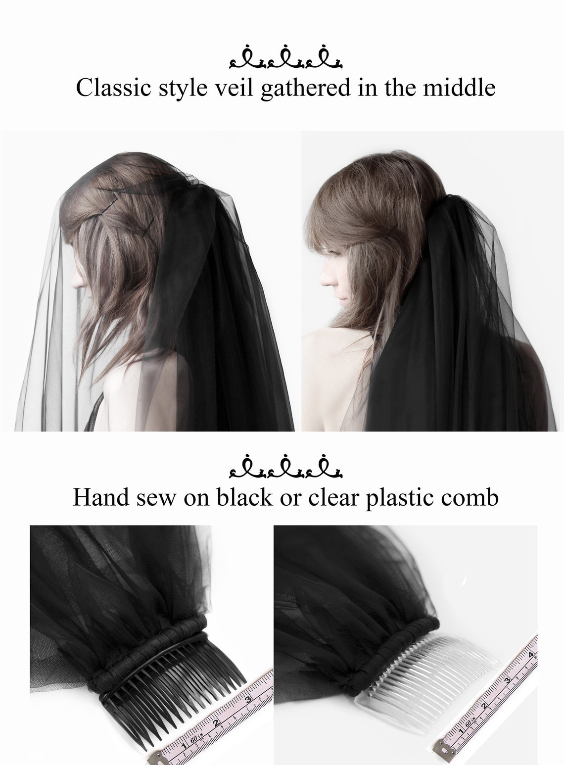 Black Bridal Veil Black Wedding Veil With Blusher Long Black Etsy