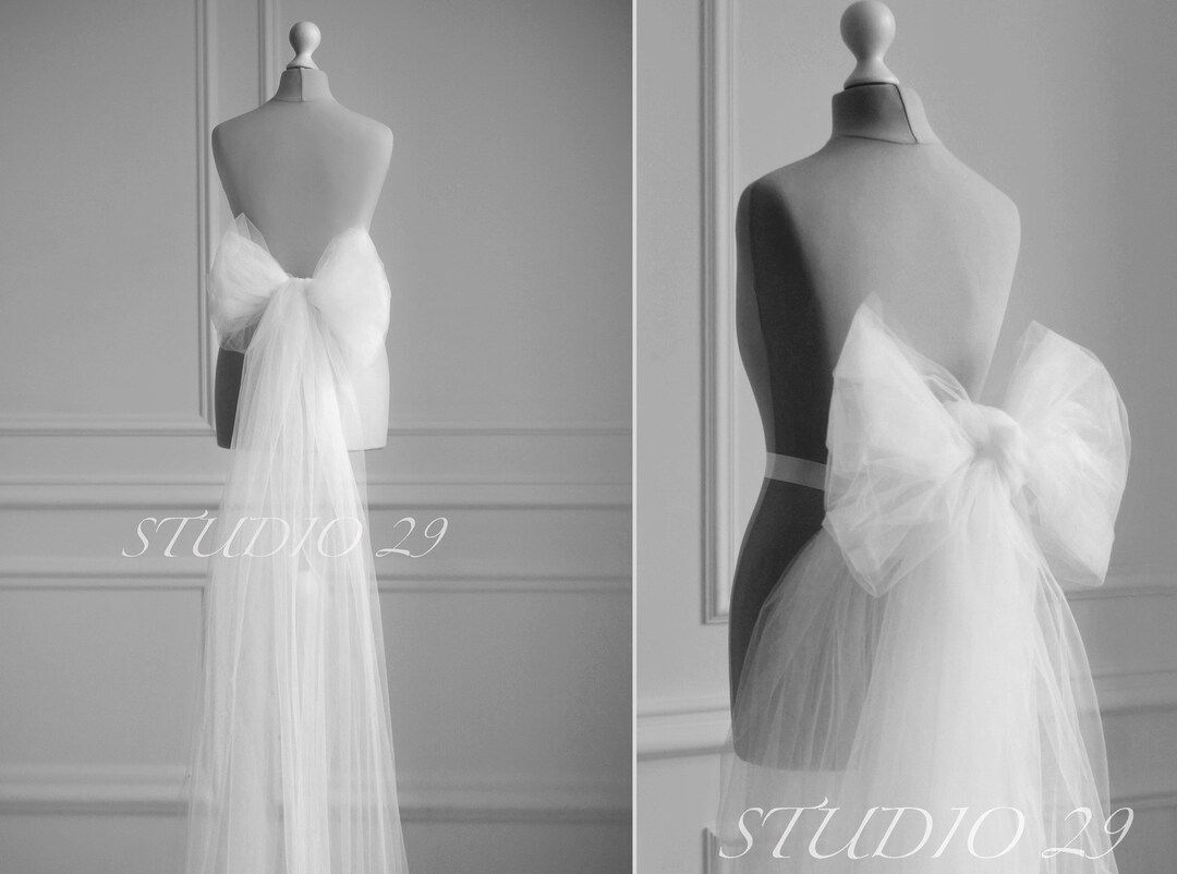 Wedding Dress Bow Bridal Detachable Tulle Bow Belt Removable Etsy