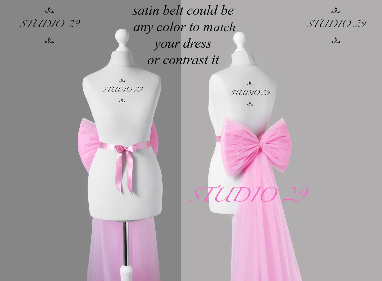 Pink Tulle Bow for Bridal Dress Large Tulle Bow Light Pink Detachable ...