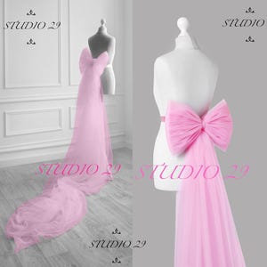 Pink tulle bow for bridal dress Large Tulle bow  Pink detachable bow train for wedding dress Removable big bow Wedding dress bow
