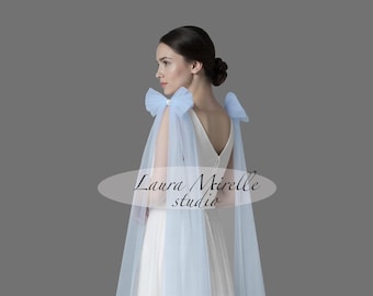 Bridal bow wings veil - detachable bows for shoulders