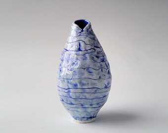 Textured vase in light blue