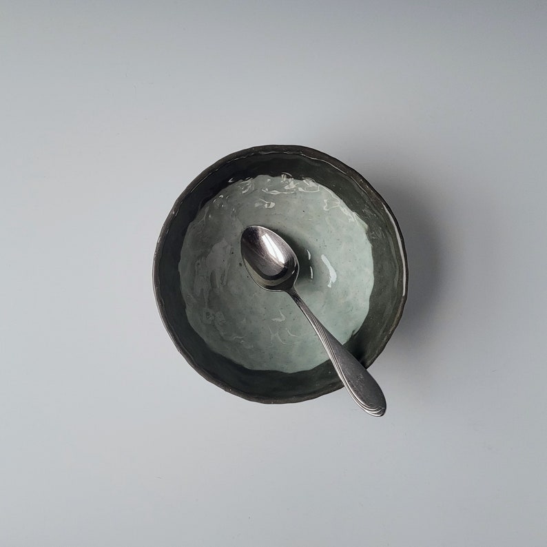 Bowl with celadon with white and dark gray colored porcelain image 5
