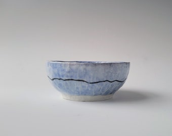 Blue Bowl with Black Landscape Line