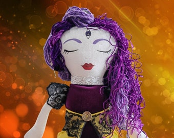 Hand Made Intuitive Art doll by Vavika.si made by order for you with Violet chakra superpower-Intuition.