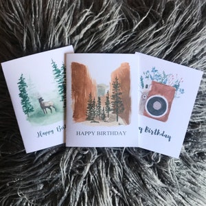 Happy Birthday card variety pack, Set of 6 blank greeting cards.