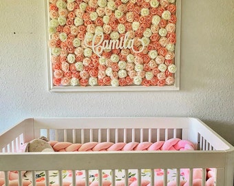 Handmade floral mural , wall decor , nursery decor , pink flower , girl nursery , room decor