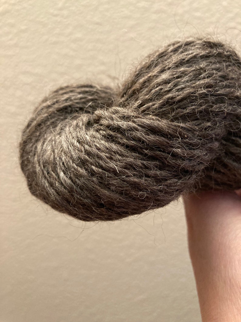 Alpaca Mohair /& Shetland Blend Shimmery Dark Gray Handspun Yarn