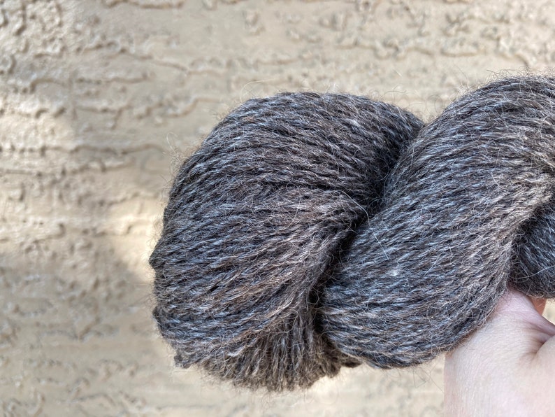 Alpaca Mohair /& Shetland Blend Shimmery Dark Gray Handspun Yarn