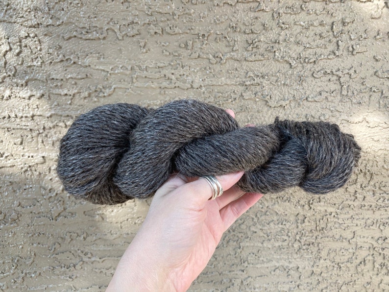 Alpaca Mohair /& Shetland Blend Shimmery Dark Gray Handspun Yarn