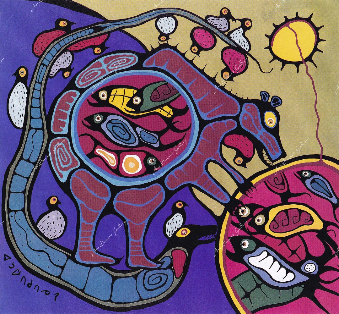 Norval Morrisseau Sacred Bear Moving Between Waterworld and Etsy Canada