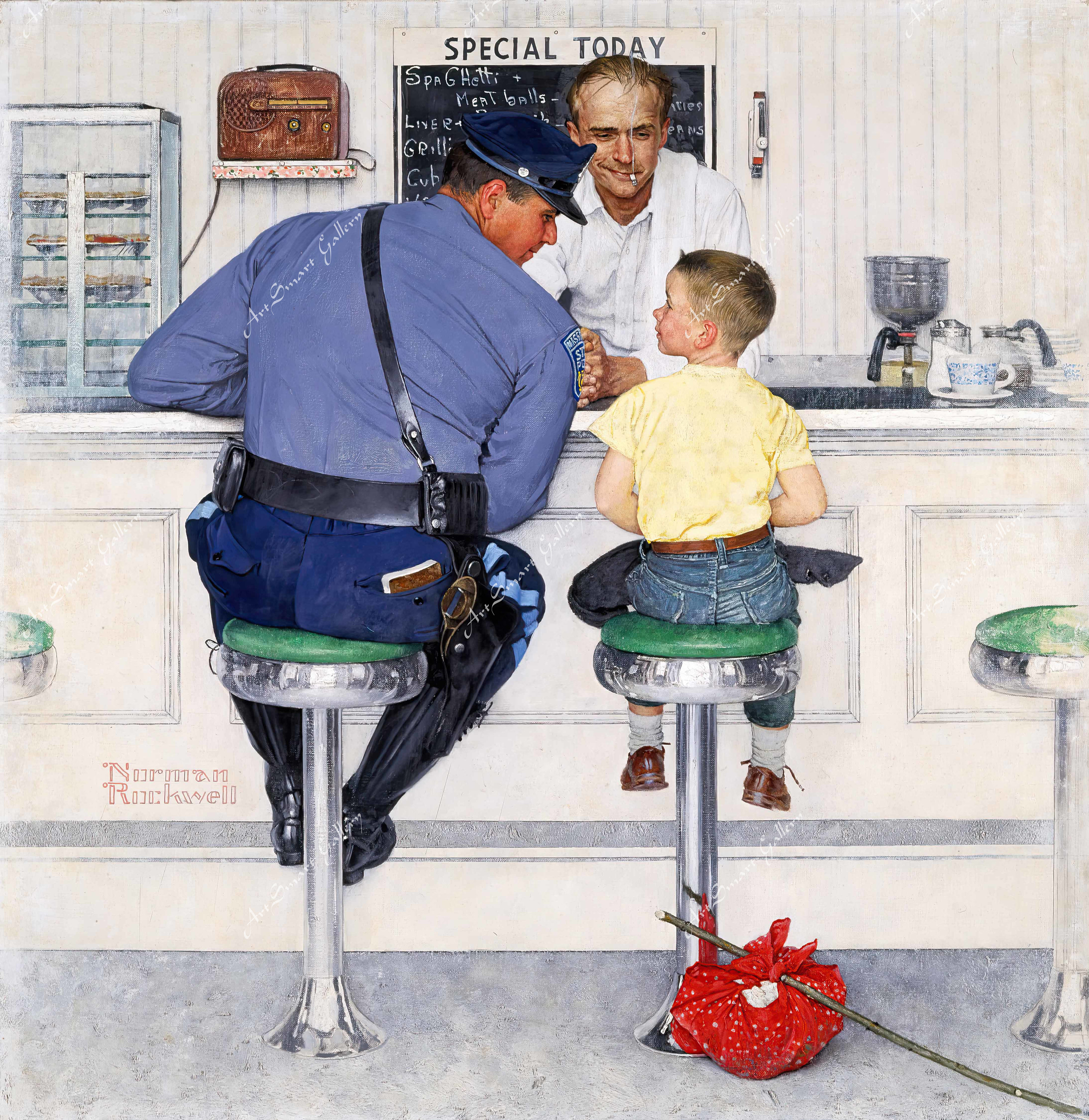 Historical Art - Norman Rockwell - The Runaway - Giclee