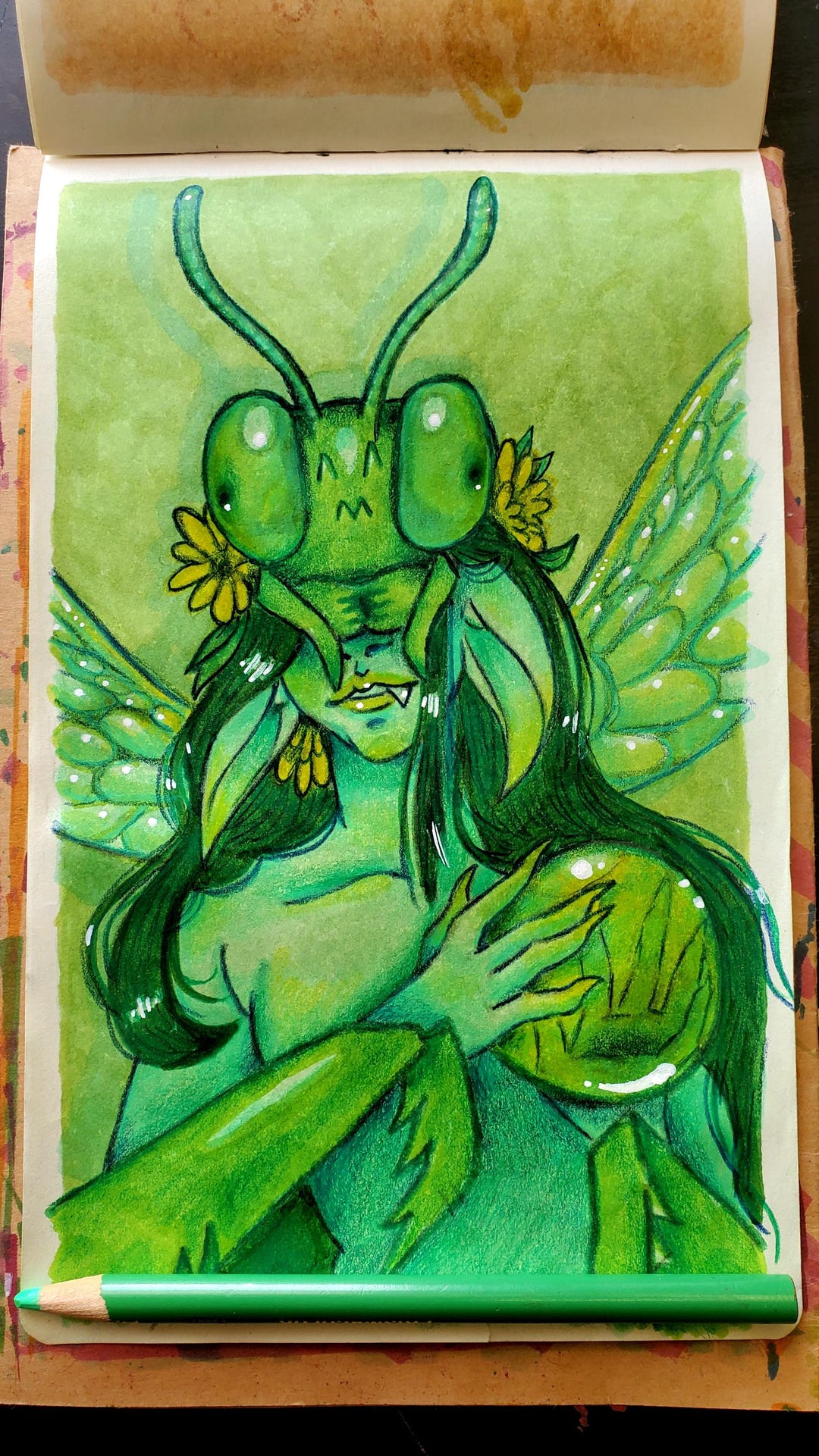 Mantis Fae Praying Mantis Fae (original Sketchbook Page) - Mantis Fairie - Etsy