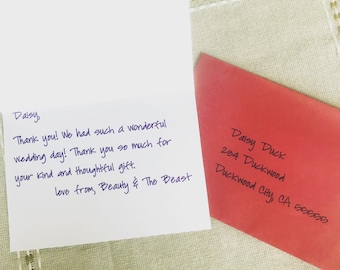 Hand Written Personalized Thank You Cards with Addressed Envelops