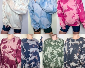 Custom Bleach Tie Dye Sweatshirt SIZE SMALL / Reverse Dye Crewneck / Beach Dye Blanks / Bleach Dye Sweatshirt
