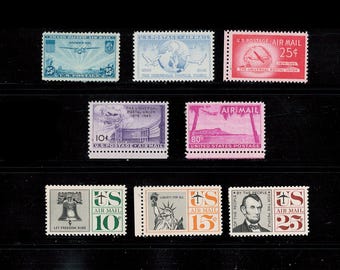 US -- 1935-1959 Airmails -- Scott&#39;s #C20, C42-C44, C46, C57-C59 -- Mint Hinged.