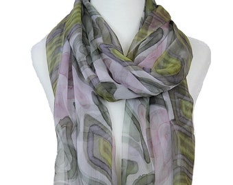 Hand-Painted Silk Gauze Scarf: Paisley Shawl, Unique Wrap, Luxury Gift with a Unique Box