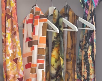 Hand-Painted Silk Scarf: Autumn Colors, Elegant Accessory