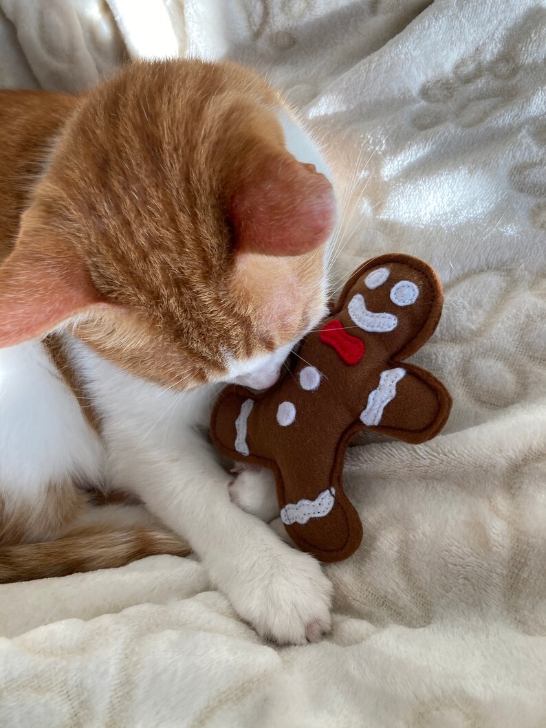 Gingerbread man cat toy Christmas gift for cats organic Etsy