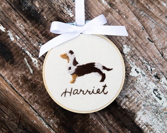 adorno de silueta de mascota / aro de bordado personalizado adorno de Navidad / regalo del dueño de la mascota para las vacaciones / adorno personalizado para perros o gatos presente