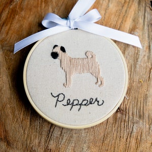 pet silhouette ornament personalized embroidery hoop Christmas ornament pet owner gift for holidays custom dog or cat ornament present image 10
