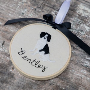 pet silhouette ornament personalized embroidery hoop Christmas ornament pet owner gift for holidays custom dog or cat ornament present image 8