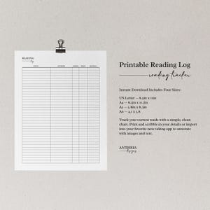 Registro de lectura imprimible: Seguimiento de lectura (descarga digital)