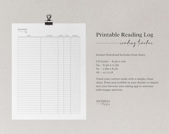 Registro de lectura imprimible: Seguimiento de lectura (descarga digital)