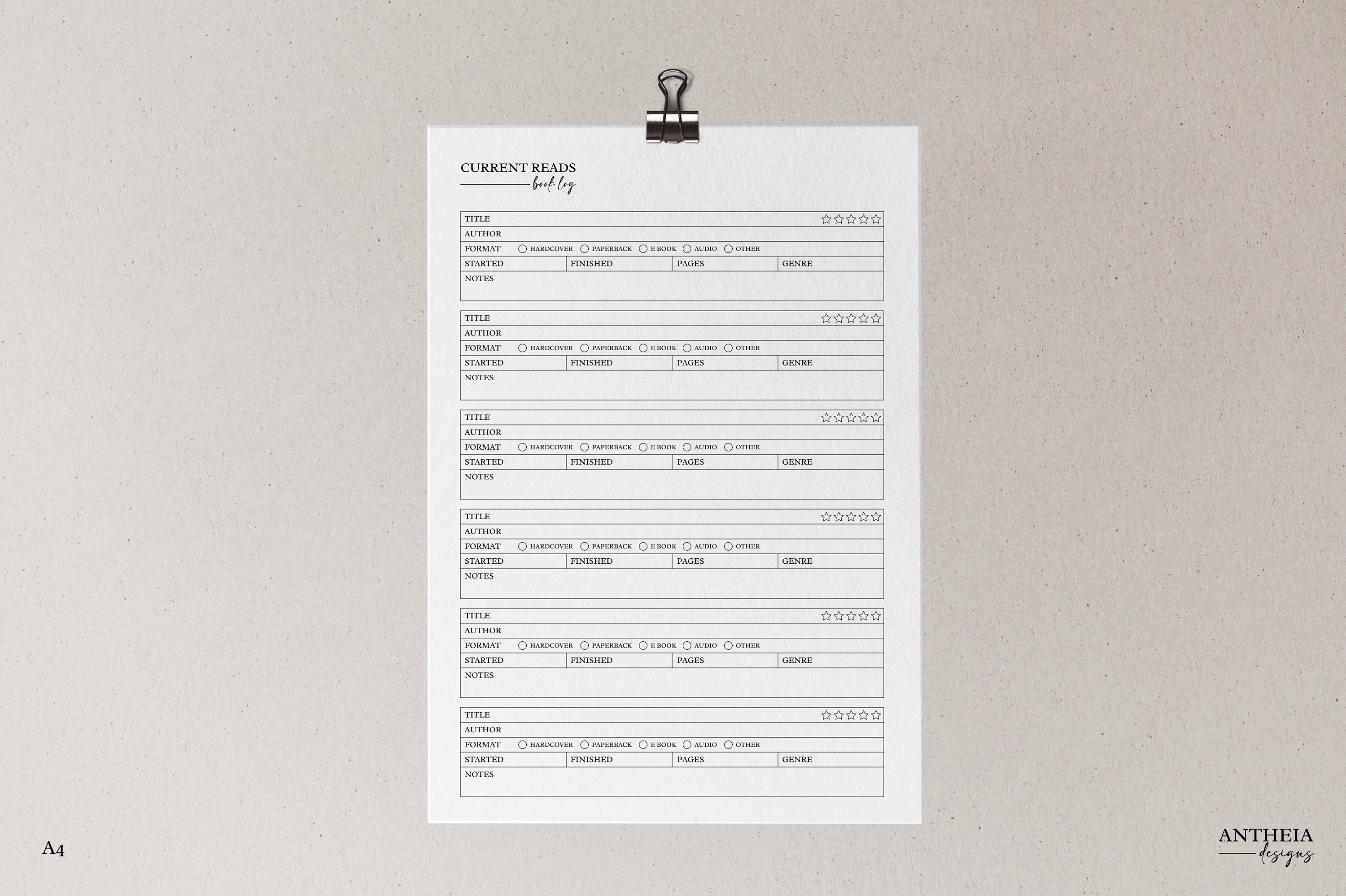 Detailed Reading Log, Printable Book Log, Library, Book Tracker