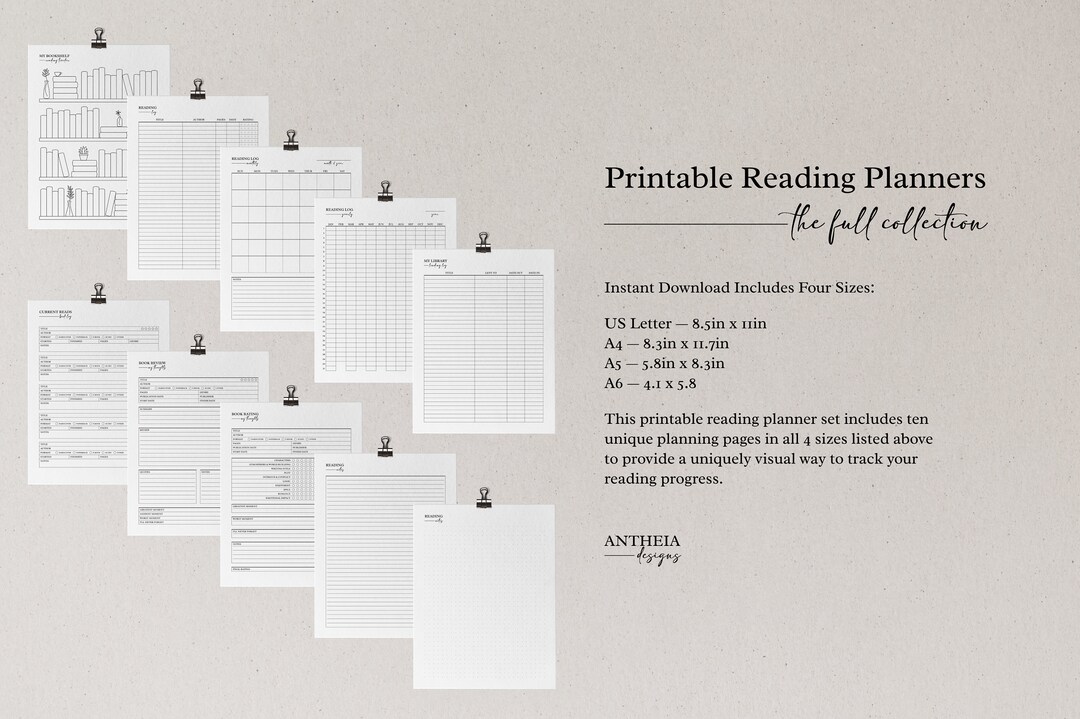 Printable Reading Log & Book Journal Collection - Etsy