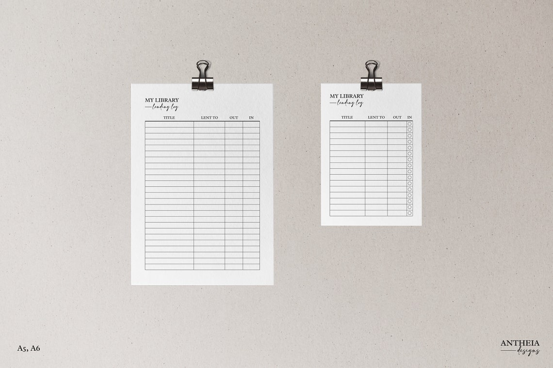 Book Lending Log, Printable Library Tracker, Book Lending Tracker ...